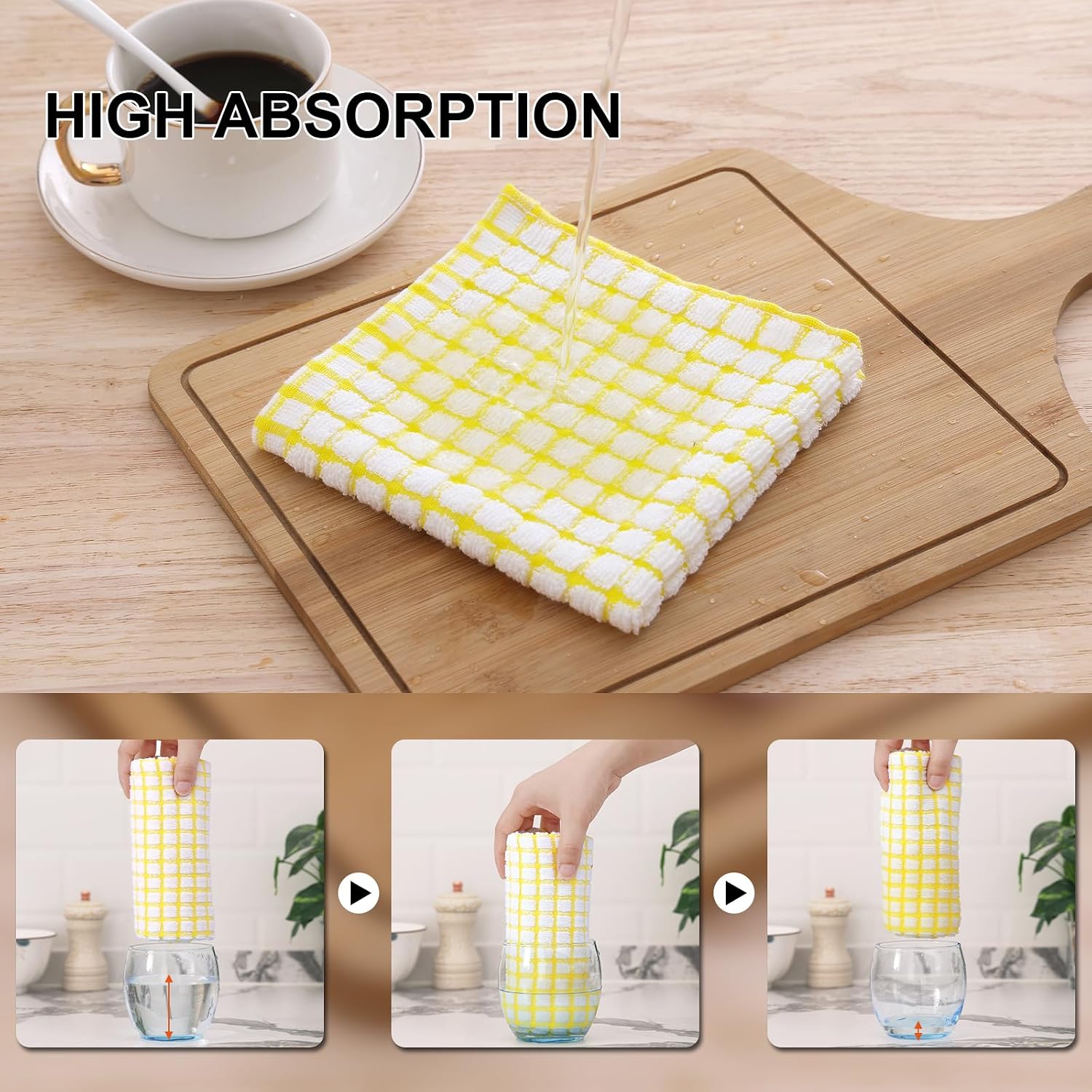 Detalle 1 de Kitinjoy Cotton Dish Cloths 8 Pack 12x12 🧽