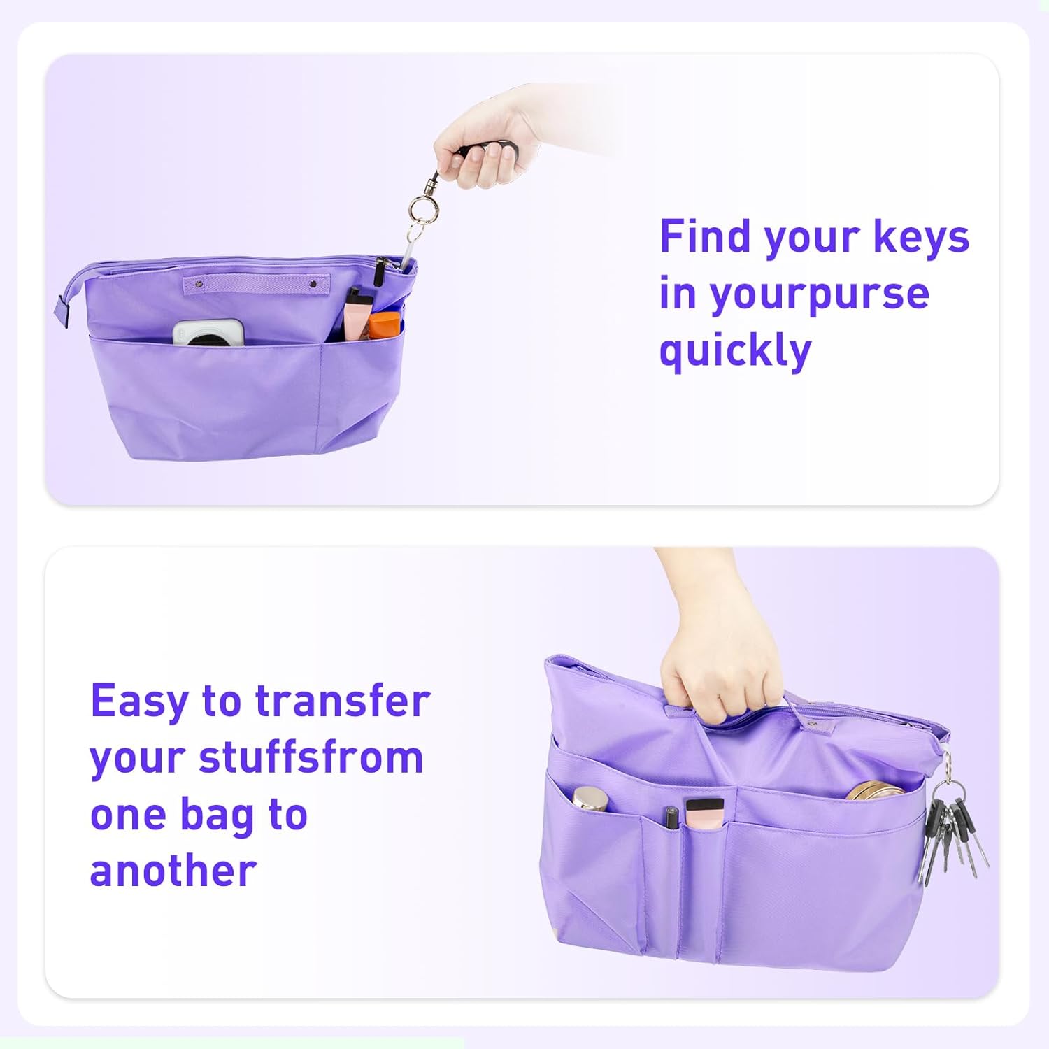 Detalle de HYEPNED Bag Organiser for Longchamp Le Pliage Large – 15-Pocket Insert (Purple, Large)