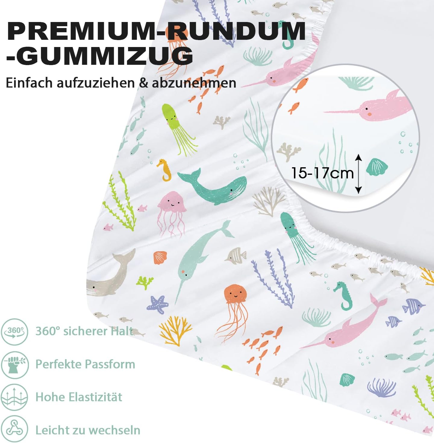 Detalle de Little Grape Land Spannbettlaken 70×140 cm – 2er Pack aus Mikrofaser, atmungsaktiv und pflegeleicht