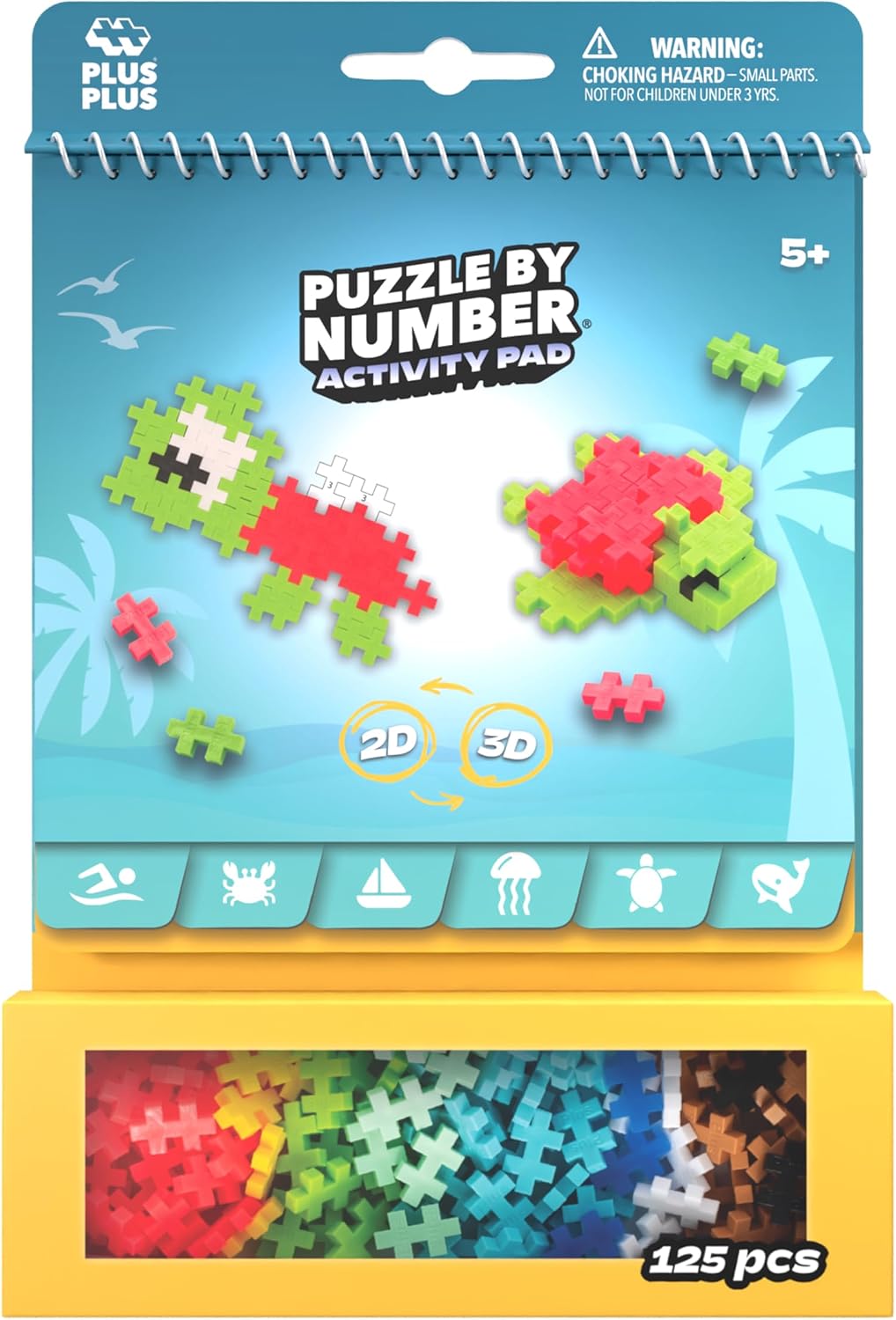 Detalle 2 de Plus Plus Travel Toys Building Blocks Puzzle Play Activity Pad (125 pieces, ocean theme) for ages 5+