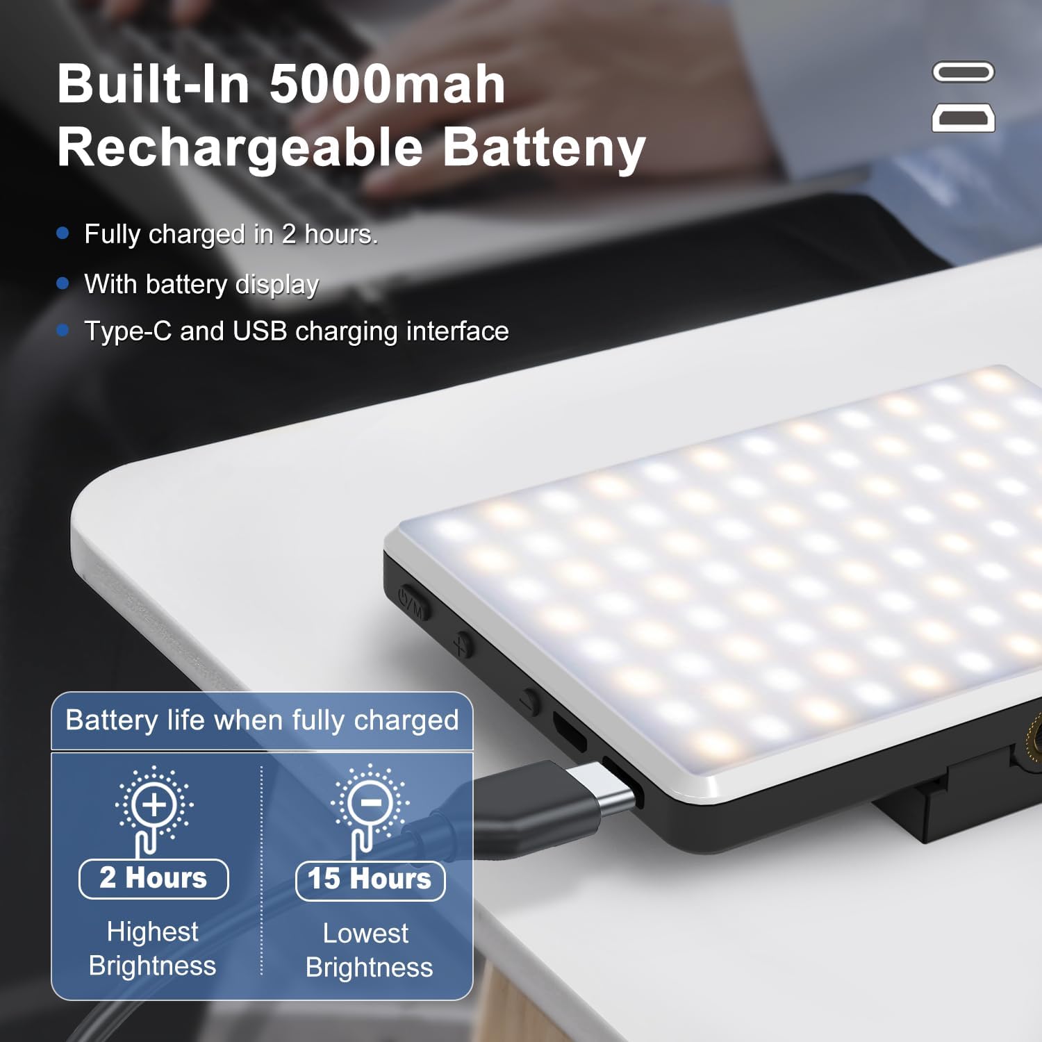 Detalle 2 de OLRPT Selfie Light 5000mAh phone clip light