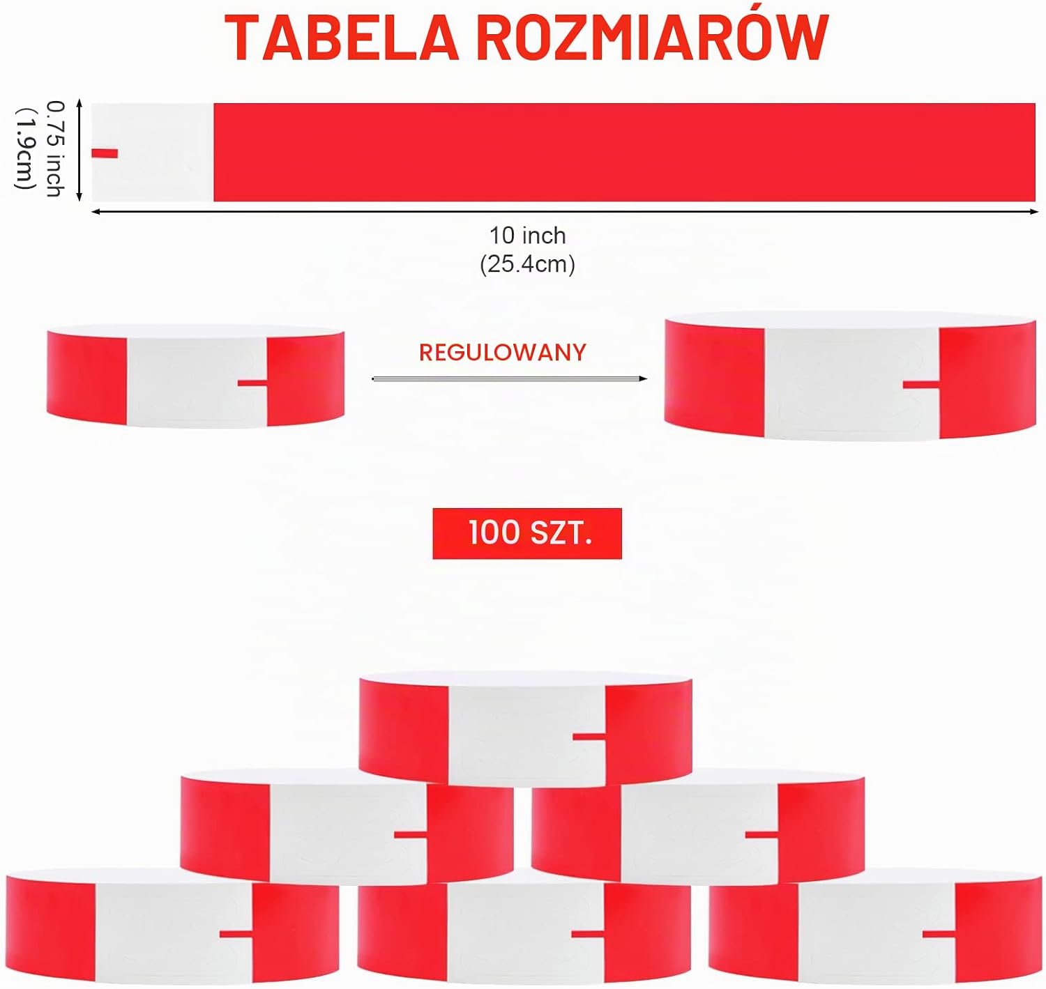 Detalle 2 de Vicloon opaski identyfikacyjne, 100 szt., czerwone, wodoodporne
