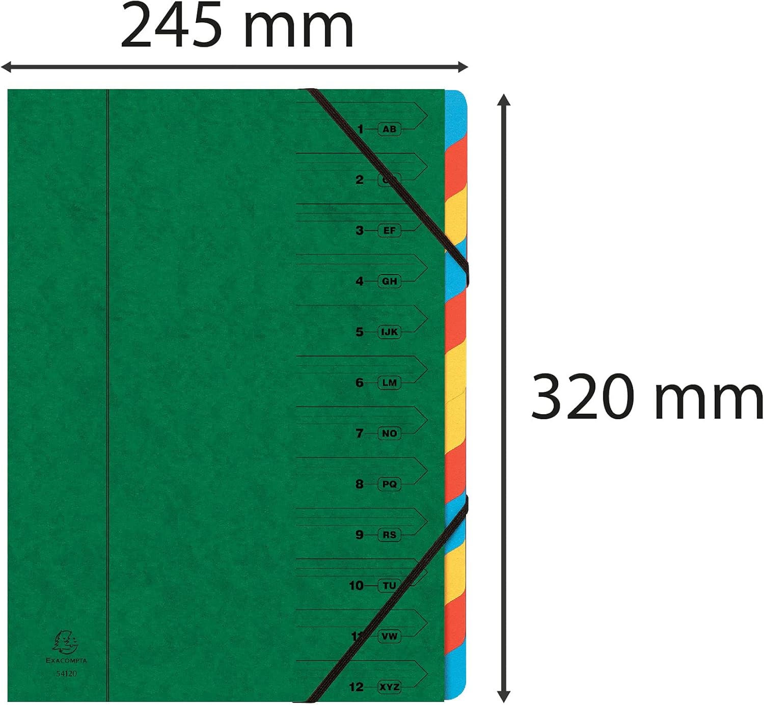 Thumbnail 1 de Exacompta Trieur agrafé 12 compartiments – vert, 24,5 x 32 cm, élastiques, intérieur recyclé