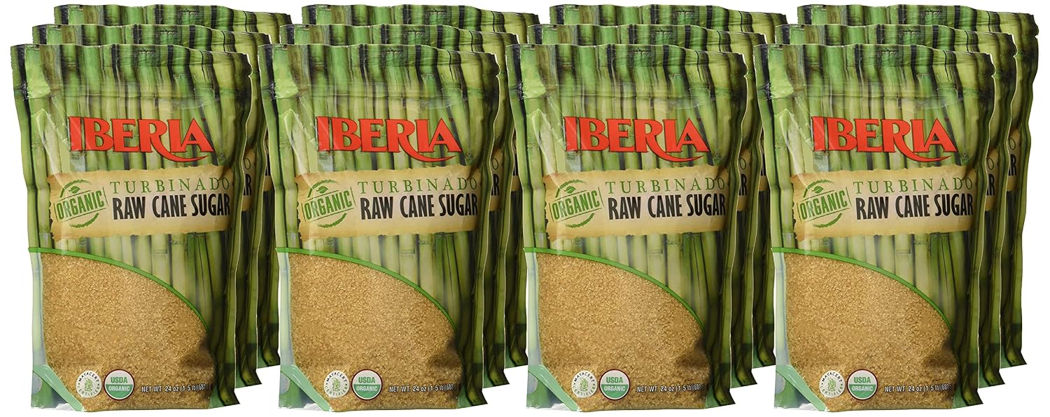 Detalle de Iberia Organic Turbinado Raw Cane Sugar, 1.5 lb Bags, Pack of 12