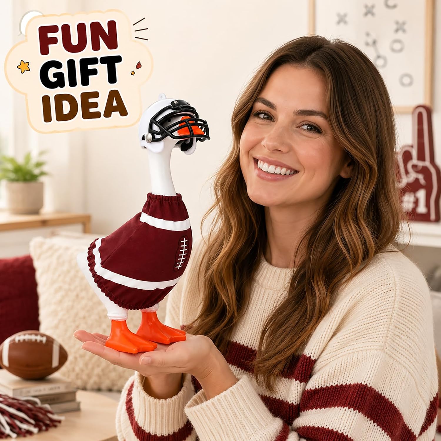 Detalle 2 de SECVOY 7-Inch Desk Goose Football Outfit with Red Jersey and Helmet