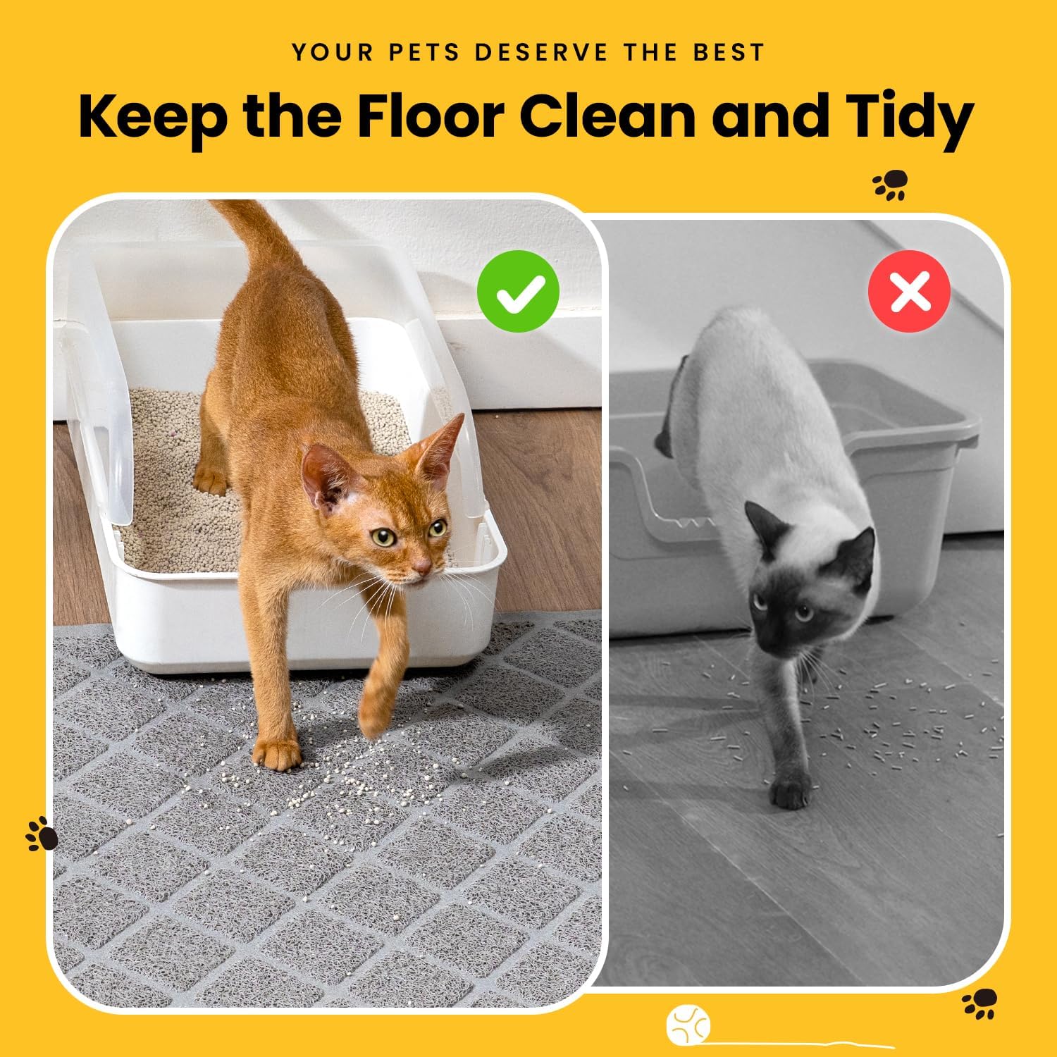 Thumbnail 3 de Conlun Cat Litter Mat (61 x 43 cm) PVC grid trapping mat, non-slip, scatter control – Grey 2 pack