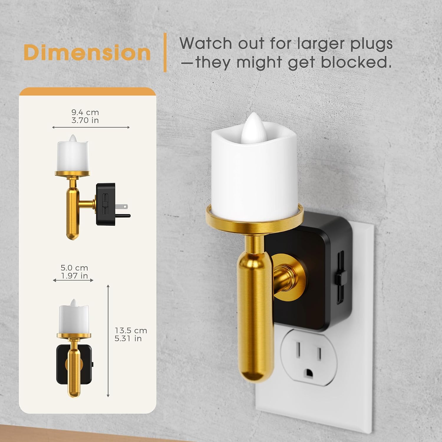 Detalle de Briignite plug-in night light, 0–100 lumens