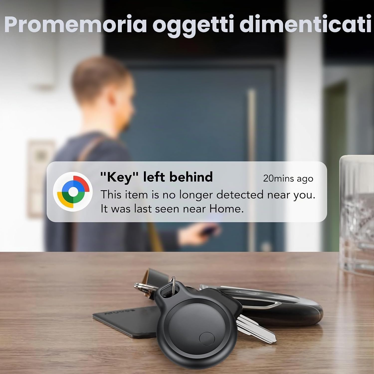 Detalle de Android Smart Tag di Ajblg: Tracker Bluetooth IP68 con Find Hub di Google, impermeabile e batteria CR2032 sostituibile