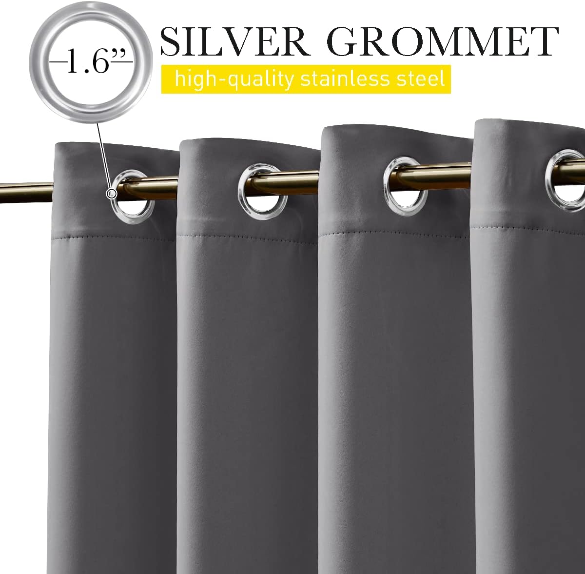 Detalle de NICETOWN 2 Panels Outdoor Curtains for Patio: Waterproof, Windproof, Thermal Insulated and Sun Blocking (Grey, 2 Panels)