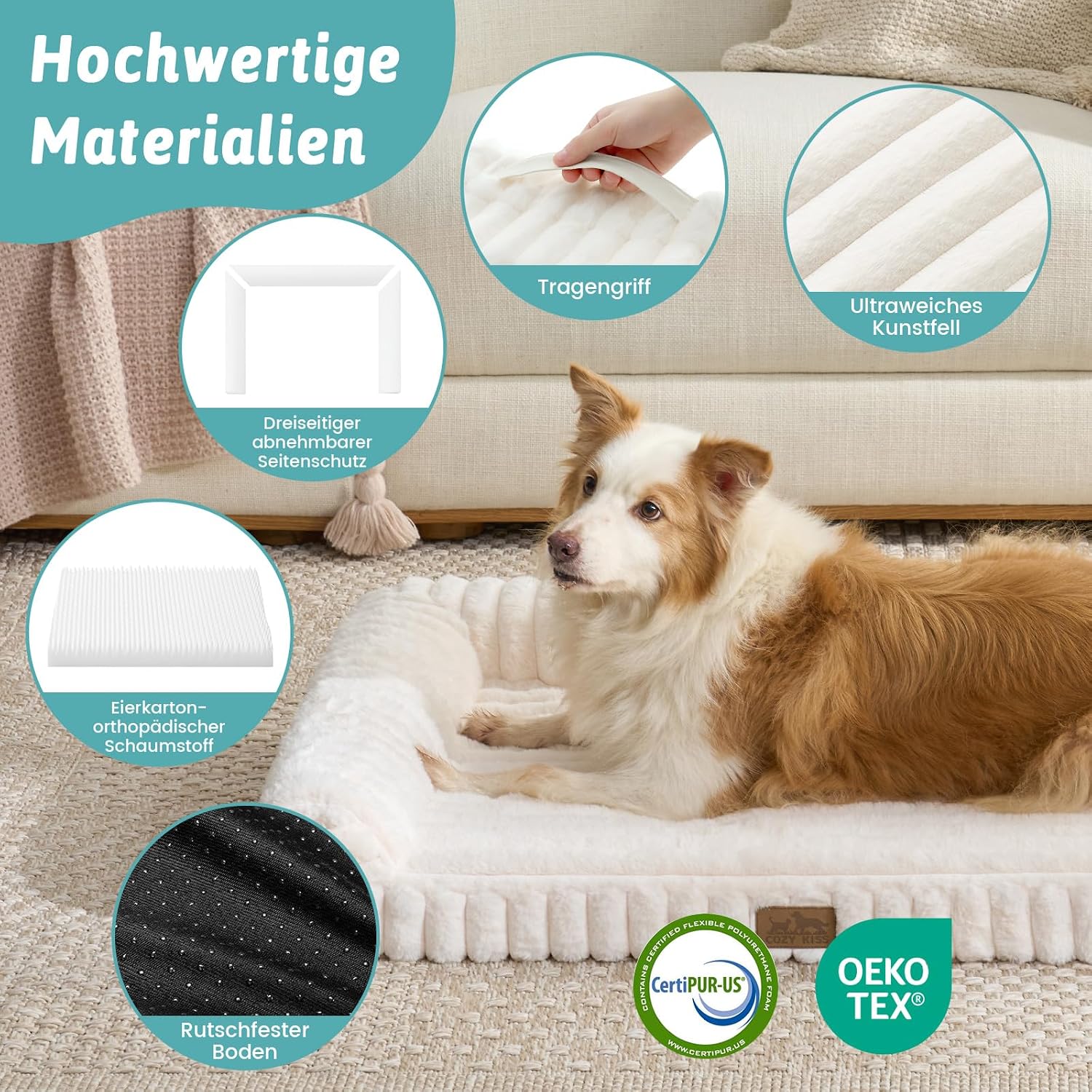 Detalle 1 de COZY KISS orthopädisches Hundebett 90x68