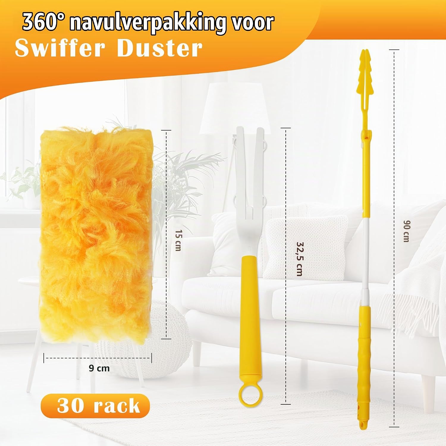 Detalle 2 de LIAILA YB-huangdan plumeau met microvezel, 360° draaibare kop en telescoopsteel