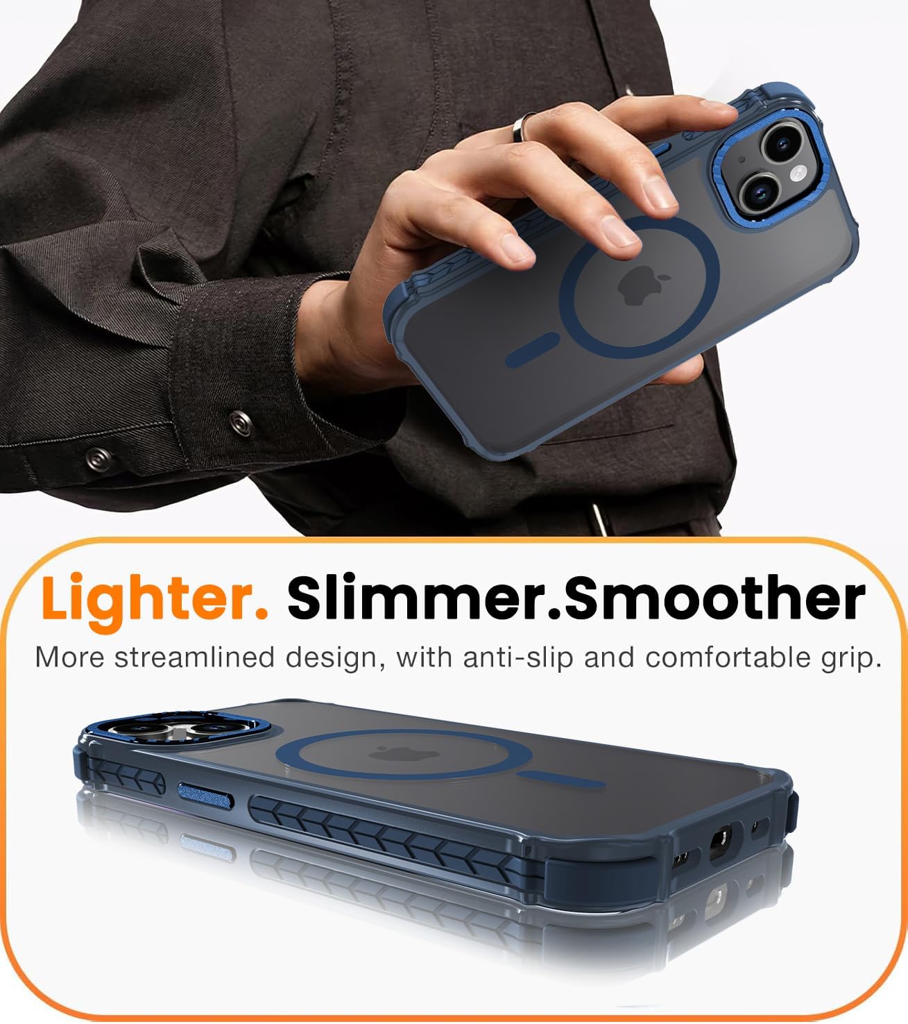 Thumbnail 6 de DEERLAMN Strong Magnetic Case for iPhone 13/14 (6.1-Inch) – Frosted Blue