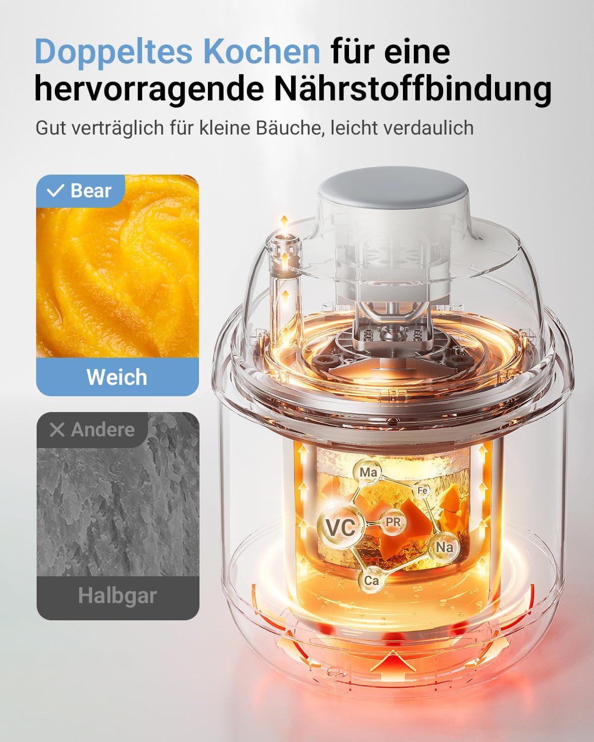 Detalle 2 de Bear Baby NutriEase AllStage Edelstahl AllStage Baby-Food Maker