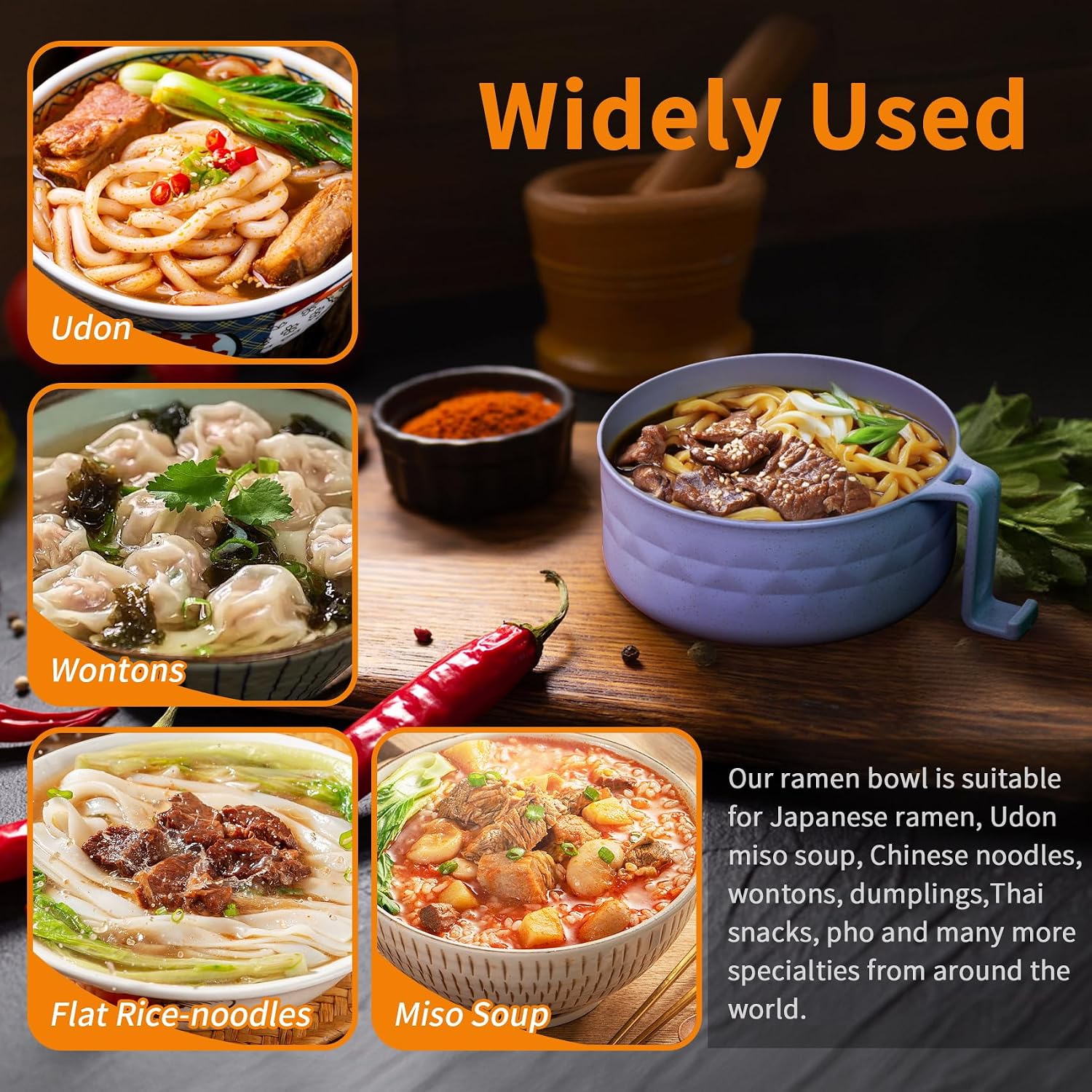 Detalle 2 de MUUBOOX Ramen Cooker: Microwave Ramen Bowl with Built-In Drain and Phone Stand