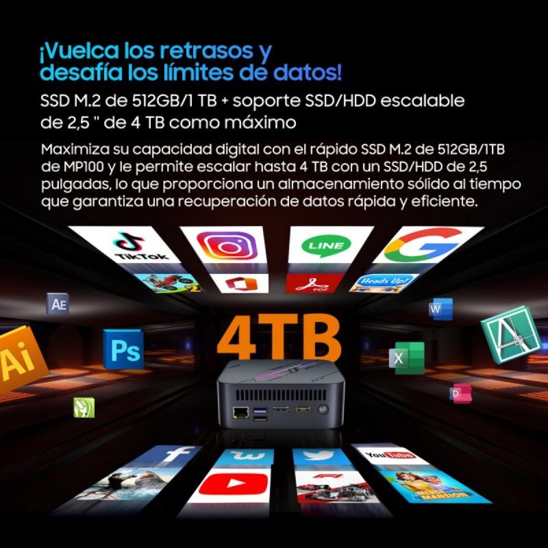 Detalle de blackview MP100 Ryzen 5 7430U 16GB 512GB SSD
