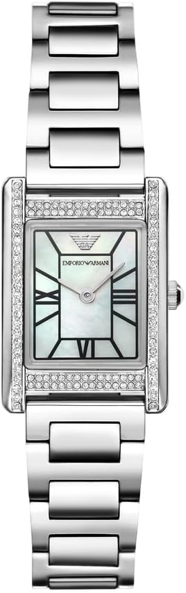 Detalle de Emporio Armani Orologio da donna in acciaio con cassa rettangolare e quadrante verde