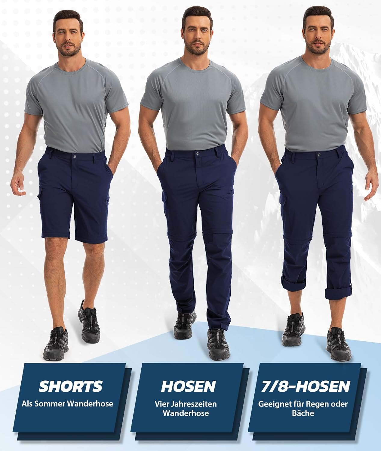Thumbnail 5 de Hiauspor Wanderhose Herren Zip-Off – atmungsaktive Softshellhose mit 5 Taschen, Nylon-Spandex, leicht & schnell trocknend