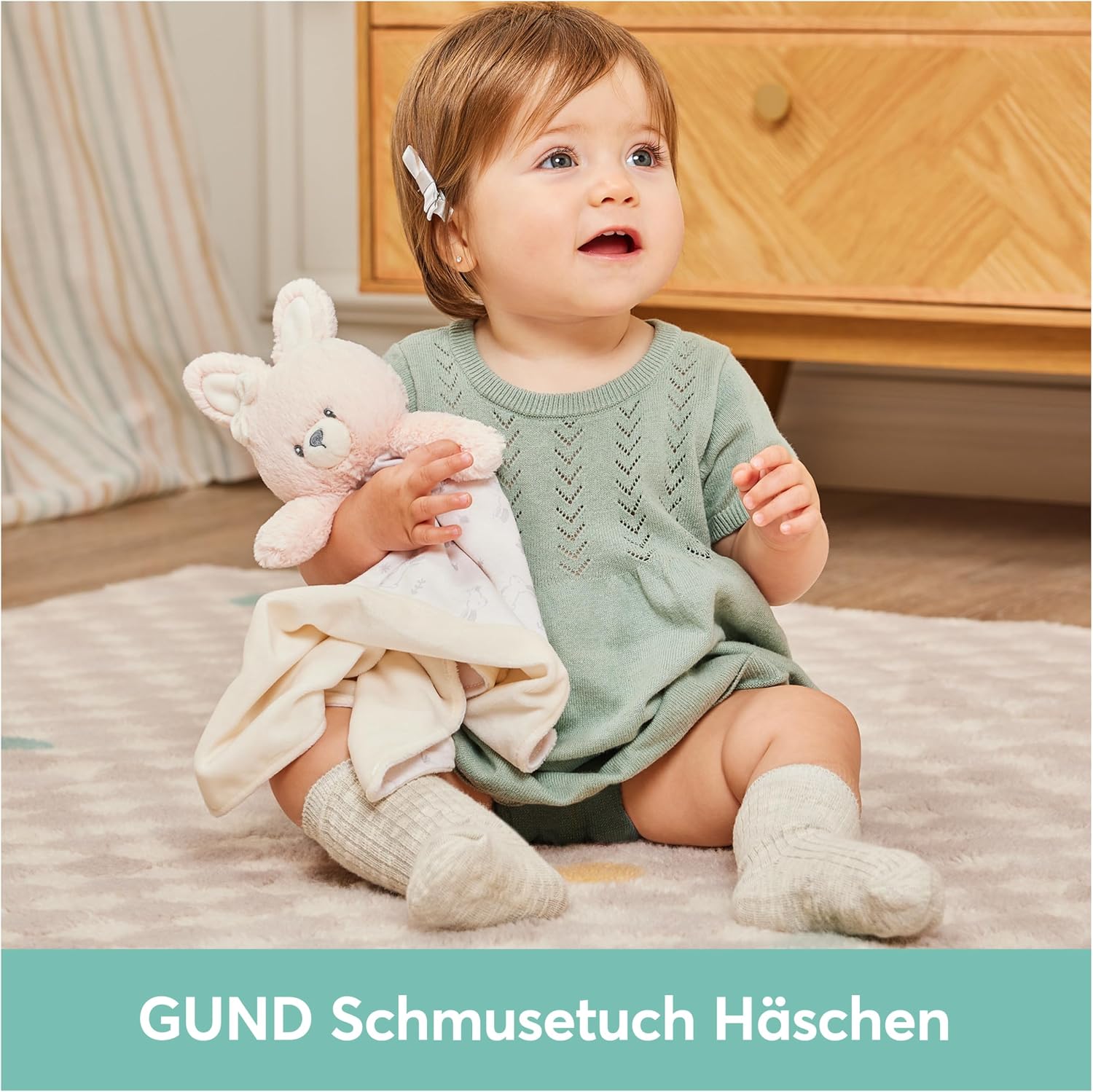 Detalle 2 de GUND Schmusetuch Häschen aus 100% recyceltem Material (ca. 25 cm) – für Babys ab Geburt