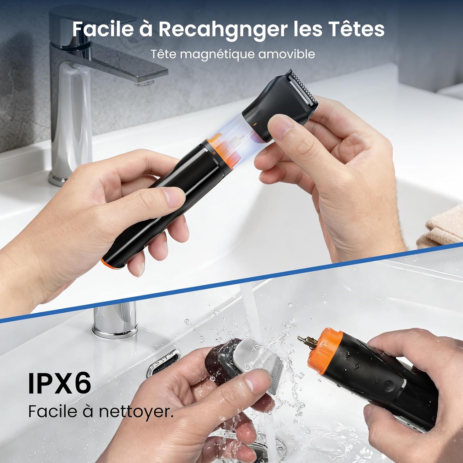 Thumbnail 6 de Maxgroom 6-en-1 Tondeuse Barbe Homme – Rasoir Électrique avec Base de Rangement et Charge USB-C