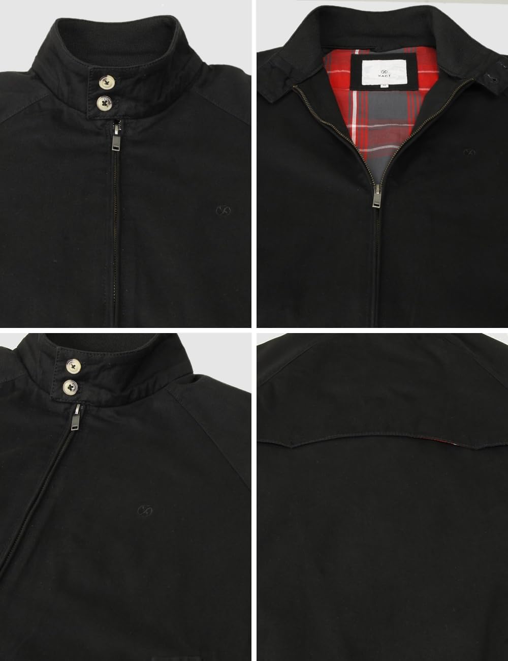Detalle 2 de Xact Veste Harrington Classique en Coton de Transition pour Hommes avec Doublure à Carreaux