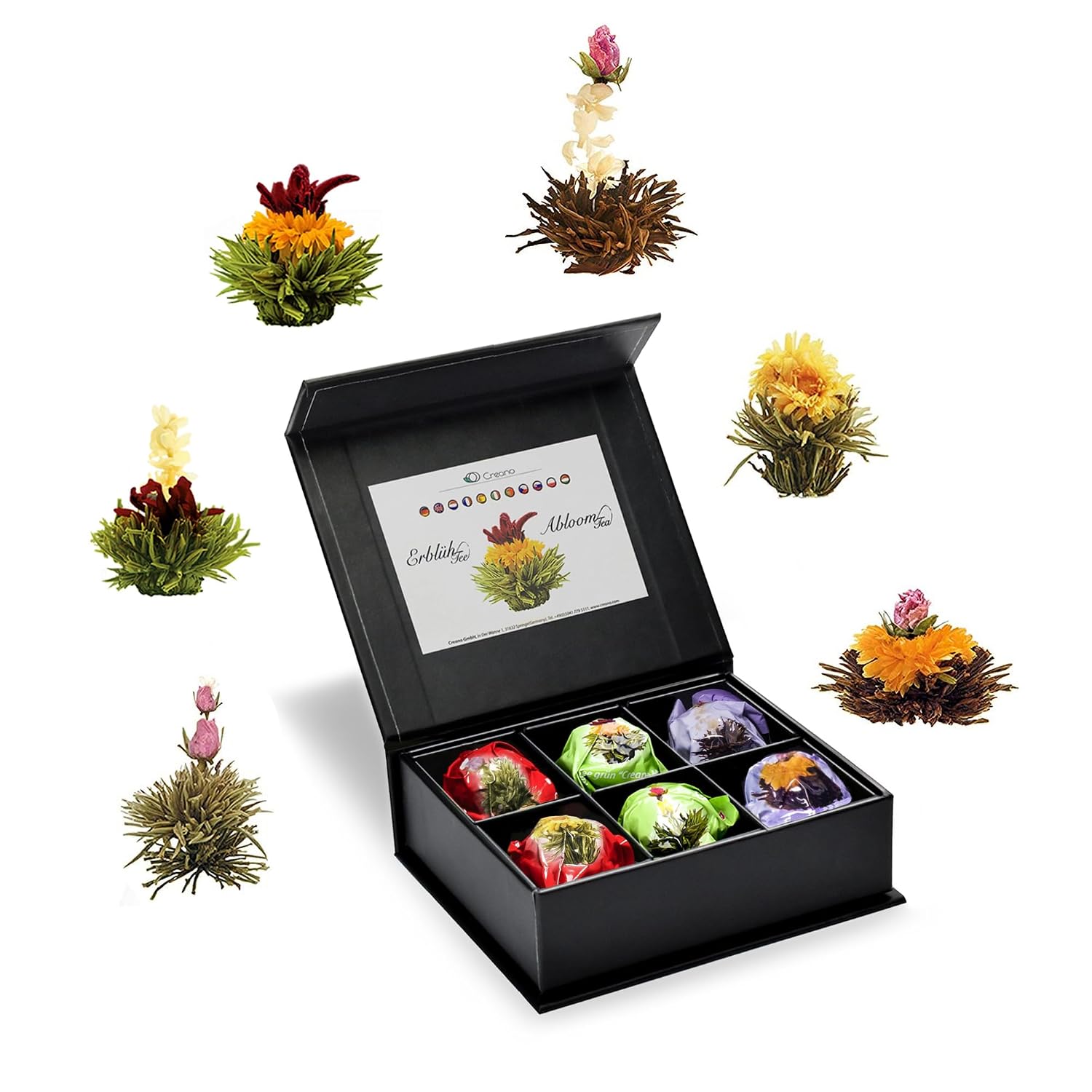 Detalle de Creano 6 Teeblumen Geschenkbox – Teesortiment