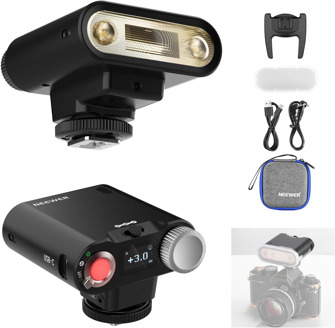 NEEWER Z160 Einzelkontakt-Kamerablitz (Speedlite) für Canon, Nikon, Sony & Co. mit 22 Ws, GN14 und 6000K