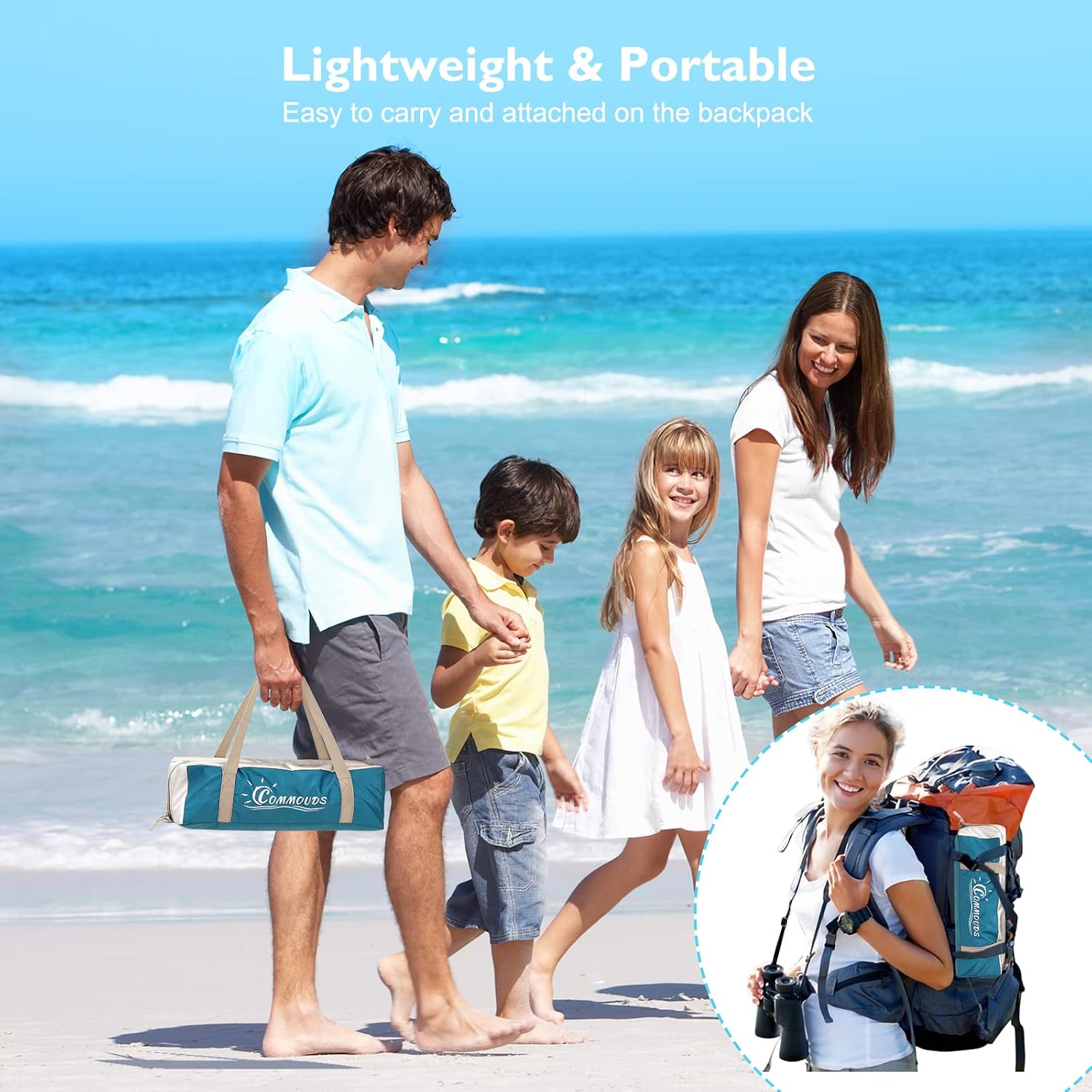 Thumbnail 2 de COMMOUDS strandtent voor 3-4 personen, UPF 50+, zilverkleurig