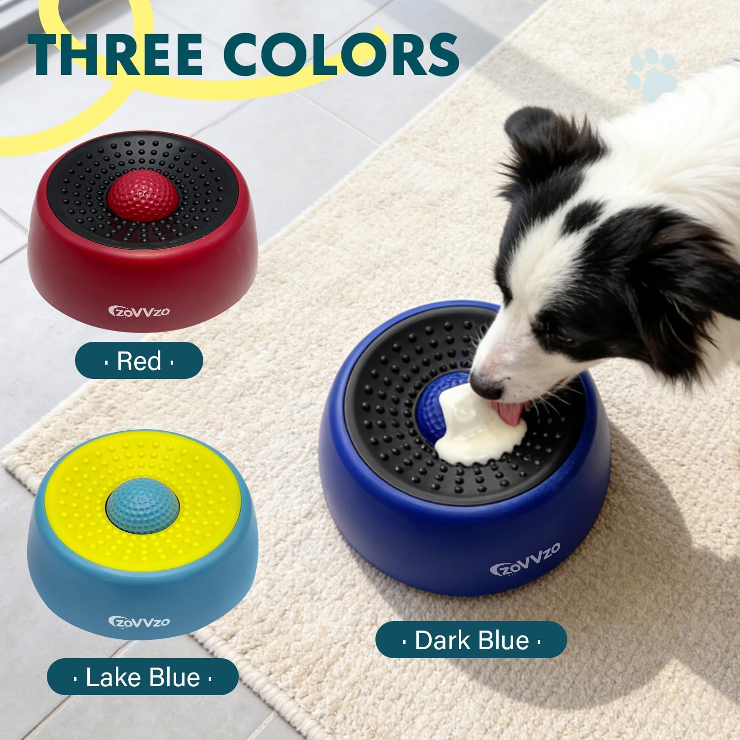 Detalle de zoVVzo Rolling Ball Slow Feeder Dog Bowl, Red, Non-Slip Base for Wet Food