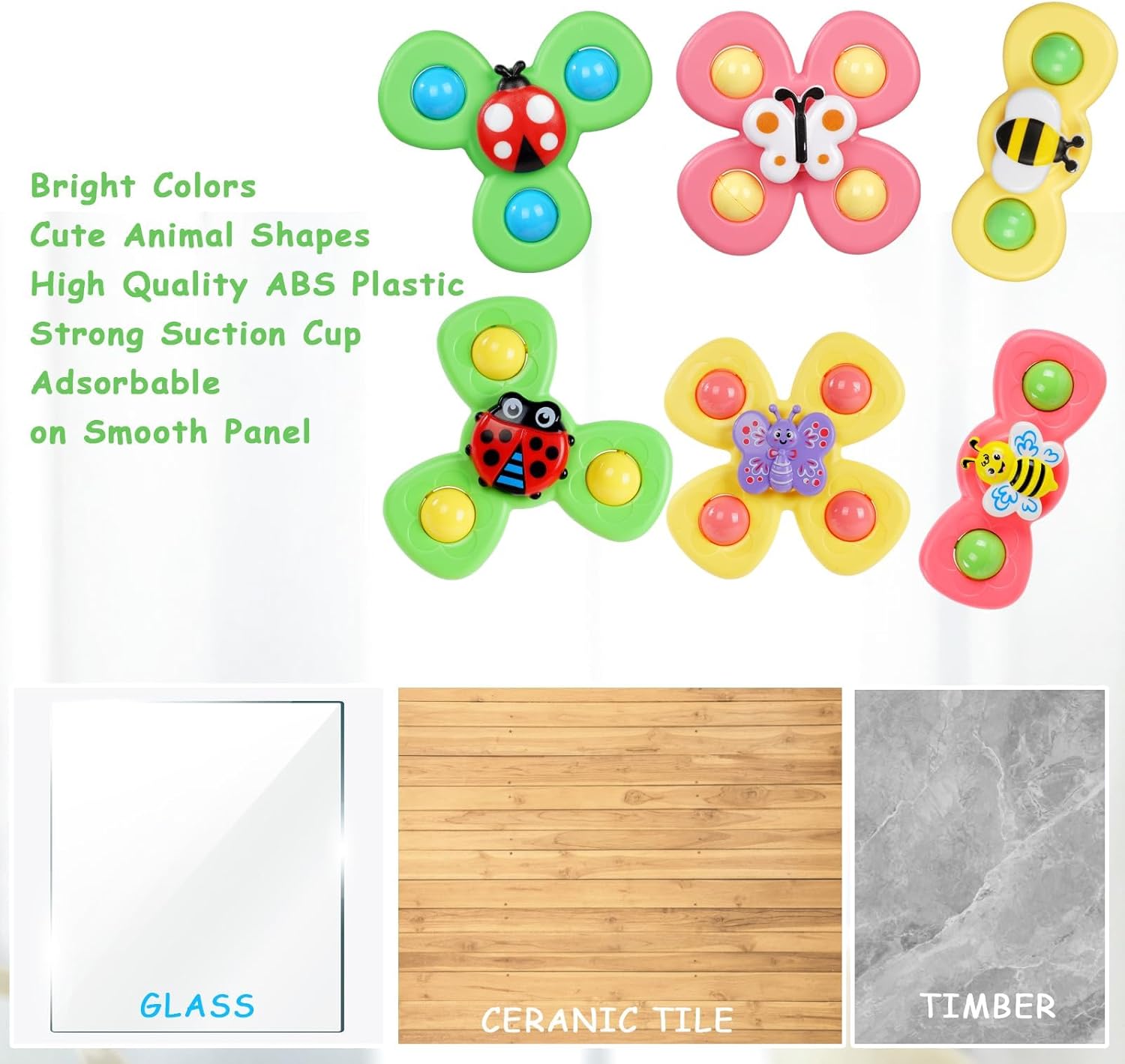 Thumbnail 6 de Ainiv 6PCS Suction Cup Spinner Toy Set for Babies (Bath & Travel Sensory Spinners)