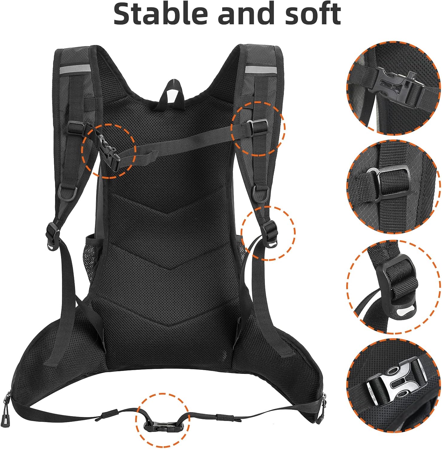 Detalle 2 de buffup® Sac de vélo VTT et randonnée Ultra-léger 15L (0,46 kg) avec système d’hydratation