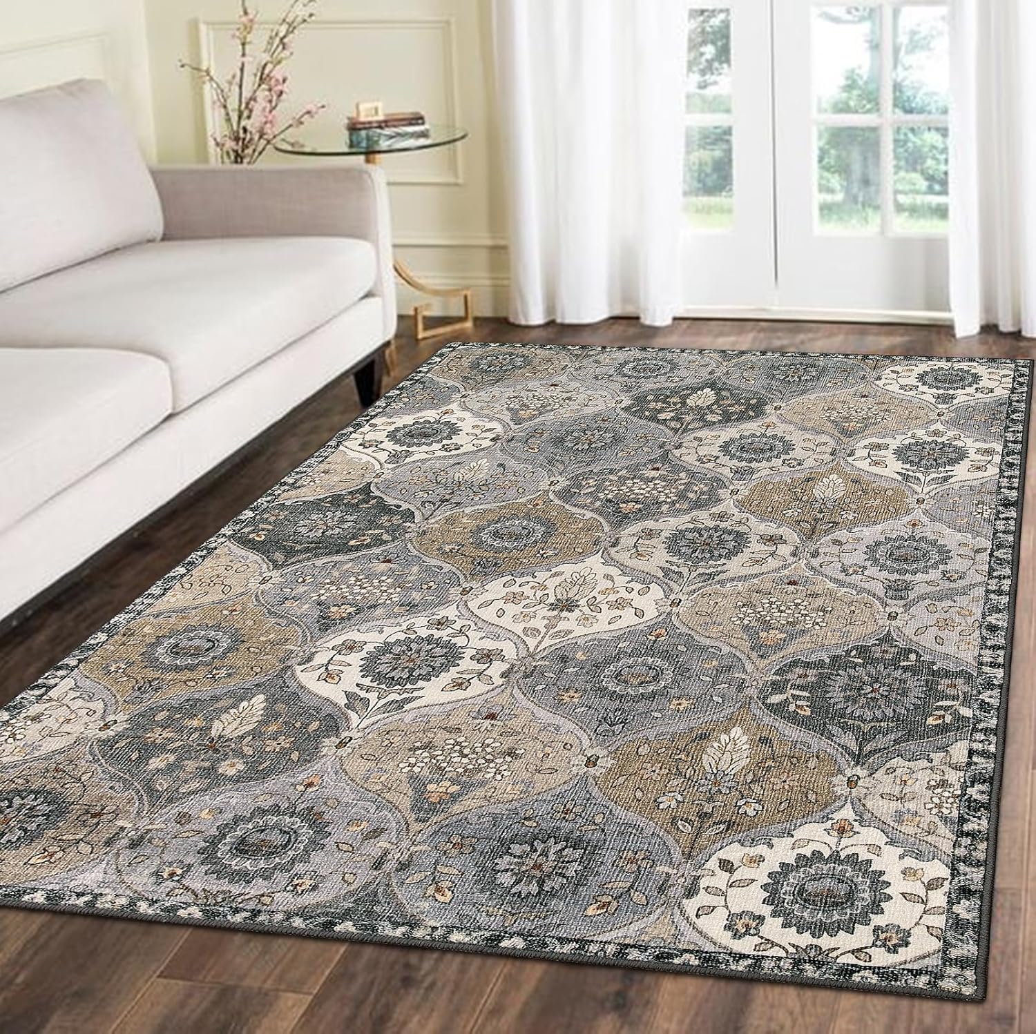 Thumbnail 6 de Lahome Moroccan Kitchen Runner Rug (Elise) — 2'5''x8' ultra-thin washable non-slip hallway carpet in grey