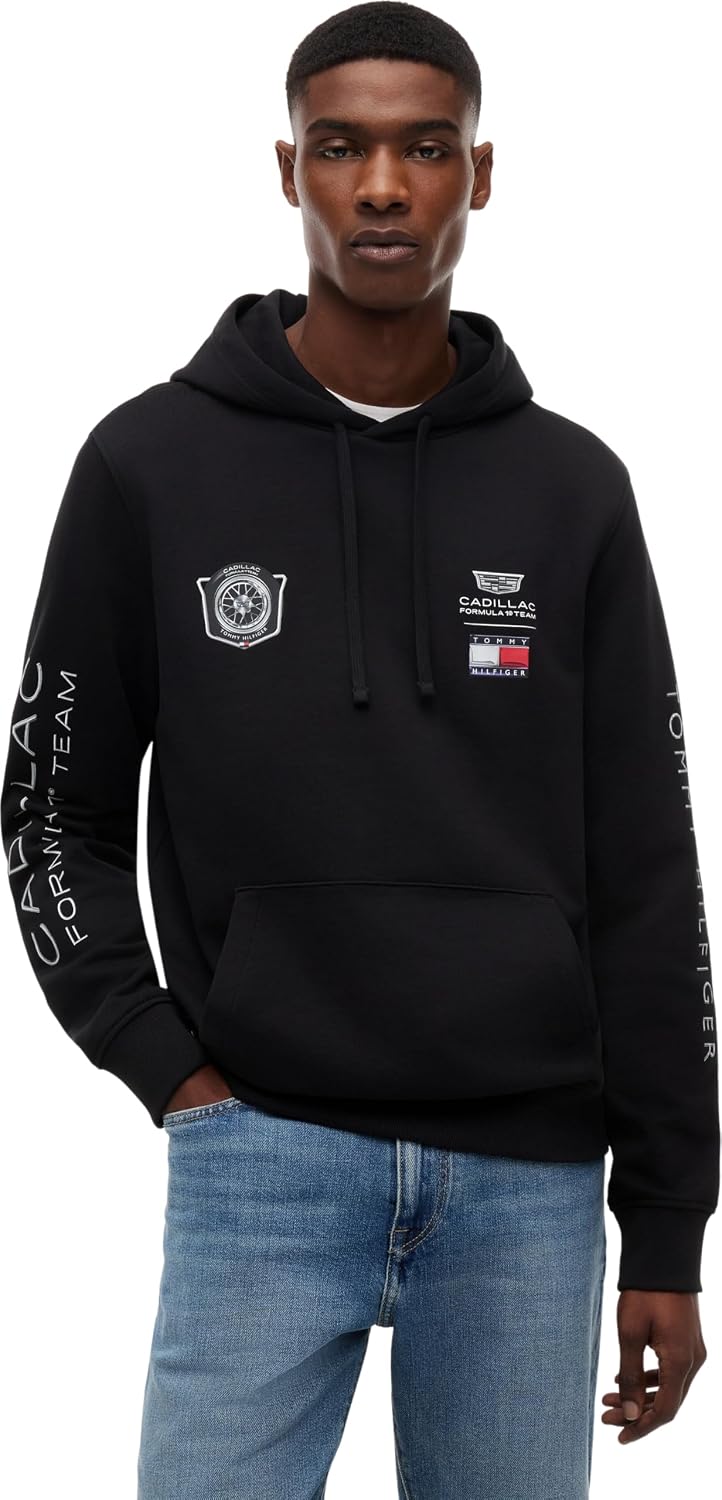 Detalle de Tommy Hilfiger Unisex Felpa con Cappuccio TH X Cadillac F1 Racing Graphic – Stampa sul Dorso