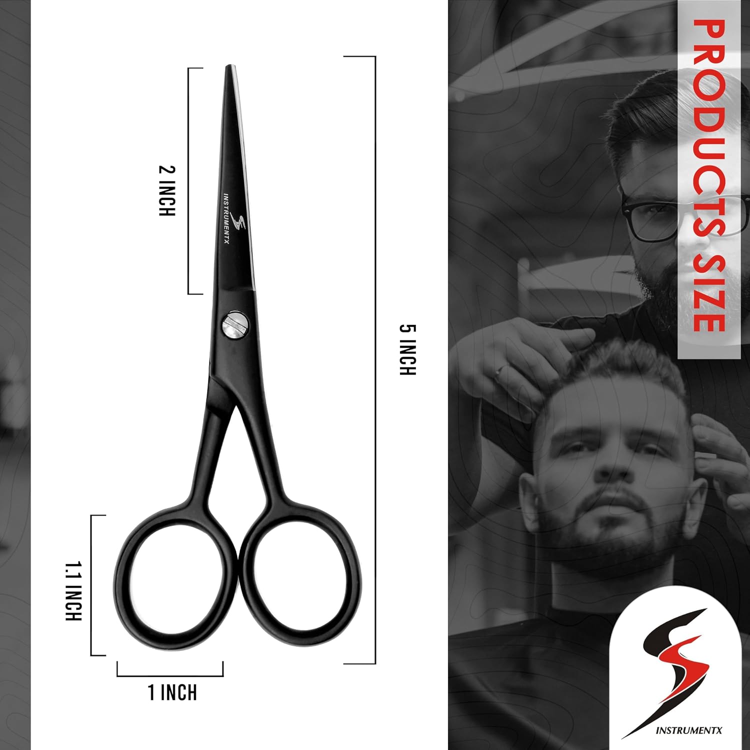 Thumbnail 2 de SS INSTRUMENTX - Ciseaux barbe homme professionnels, multi-usages en acier inoxydable, noir, ambidextre