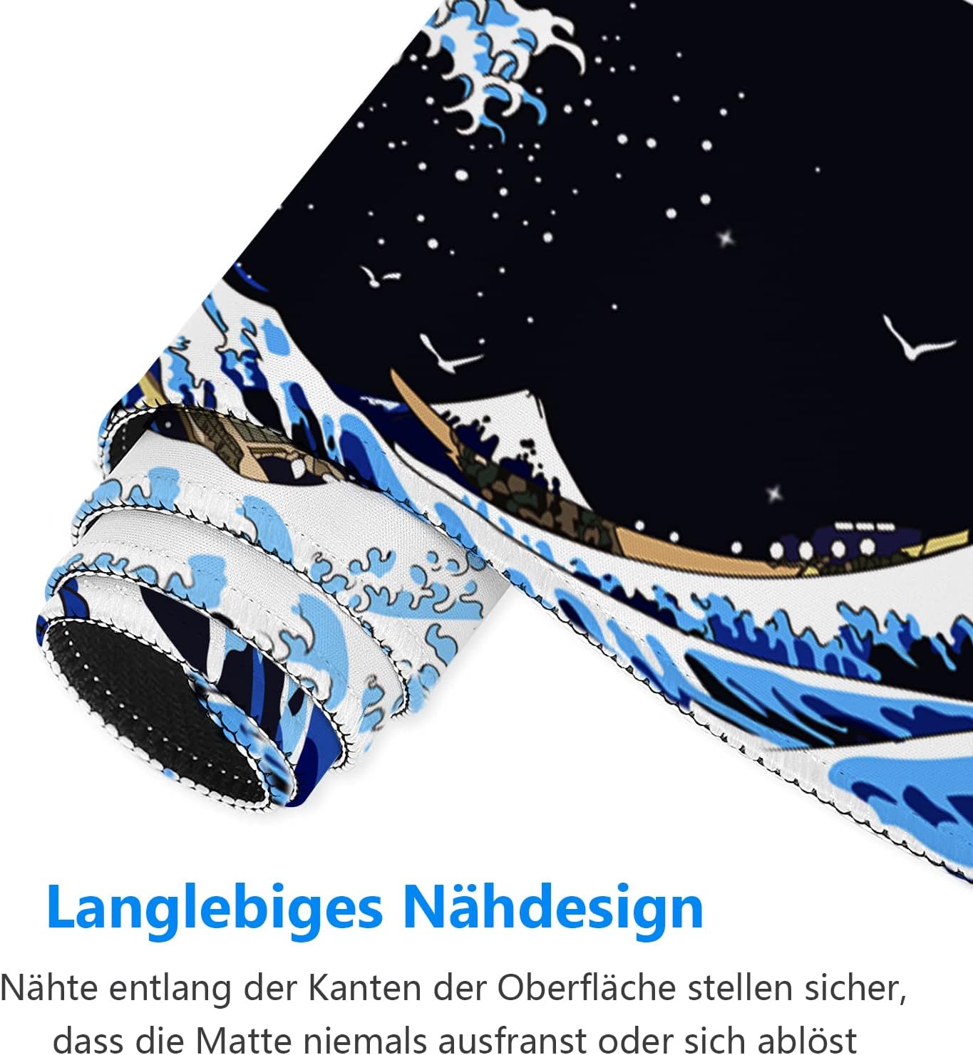 Detalle 2 de Gaming Mauspad XXL – 800 × 300 × 3 mm mit genähtem Rand, wasserdicht und rutschfest