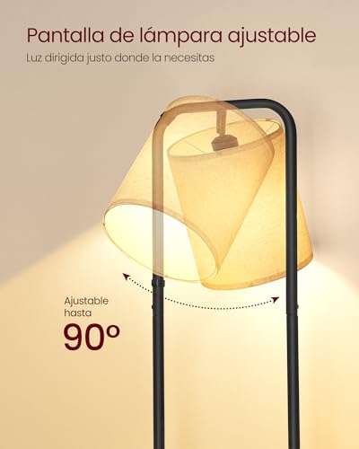 Detalle 2 de VASAGLE Lámpara de Pie con 3 Estantes LFL001BD02 – Luz LED integrada, 3 temperaturas, pantalla de tela, negro