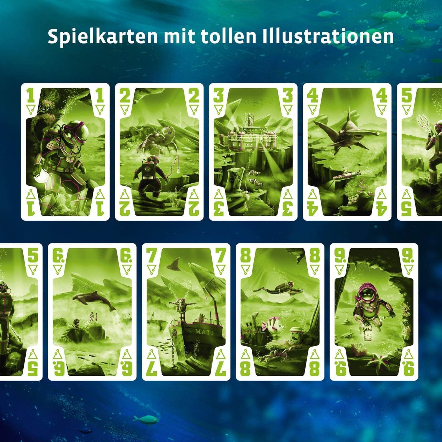 Detalle 1 de Kosmos Die Crew – Mission Tiefsee (680596): kooperatives Kartenspiel für 3–5 Spieler