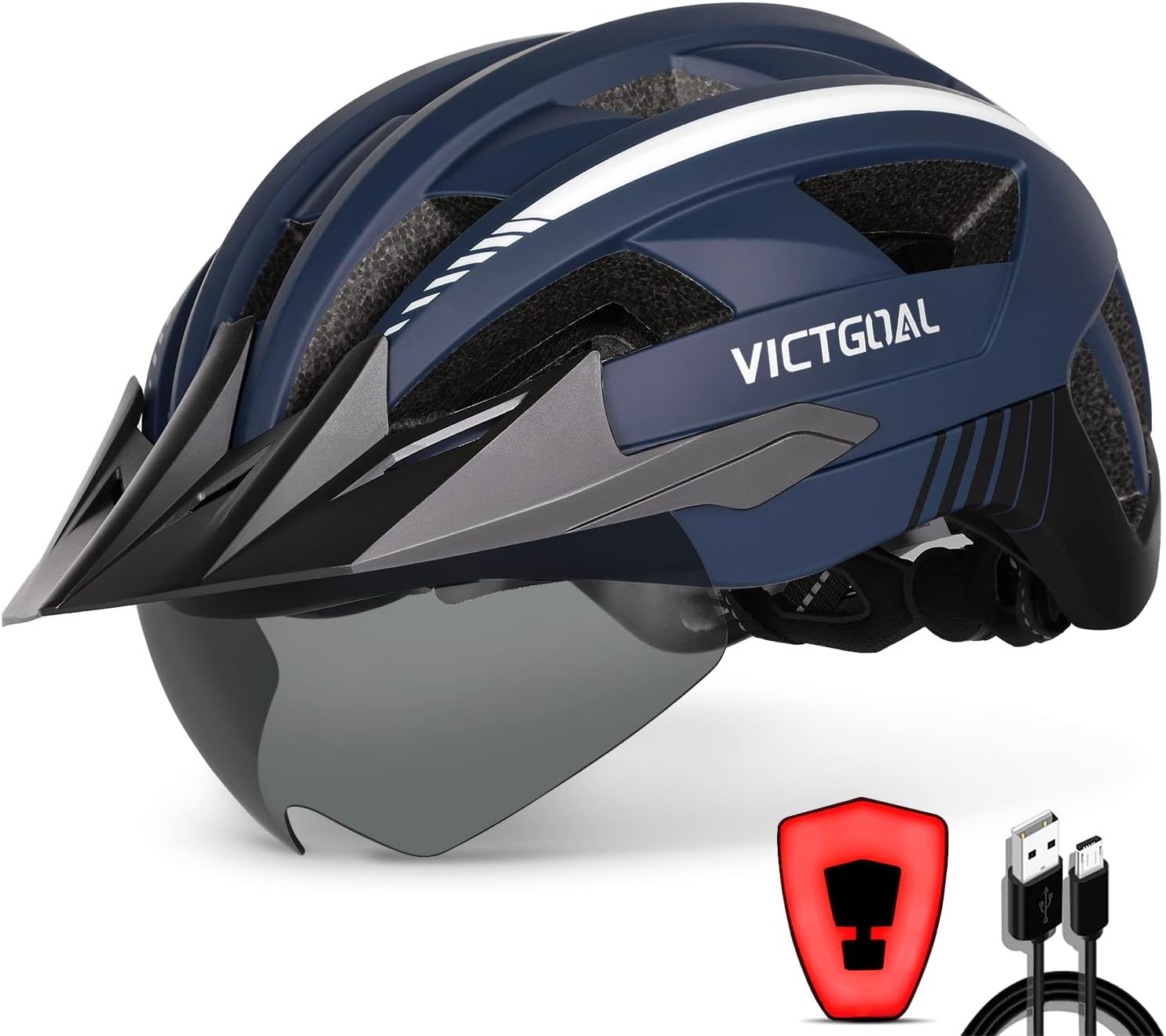 Detalle 2 de VICTGOAL Fahrradhelm MTB Herren Damen mit Visier ⌚🎧?
