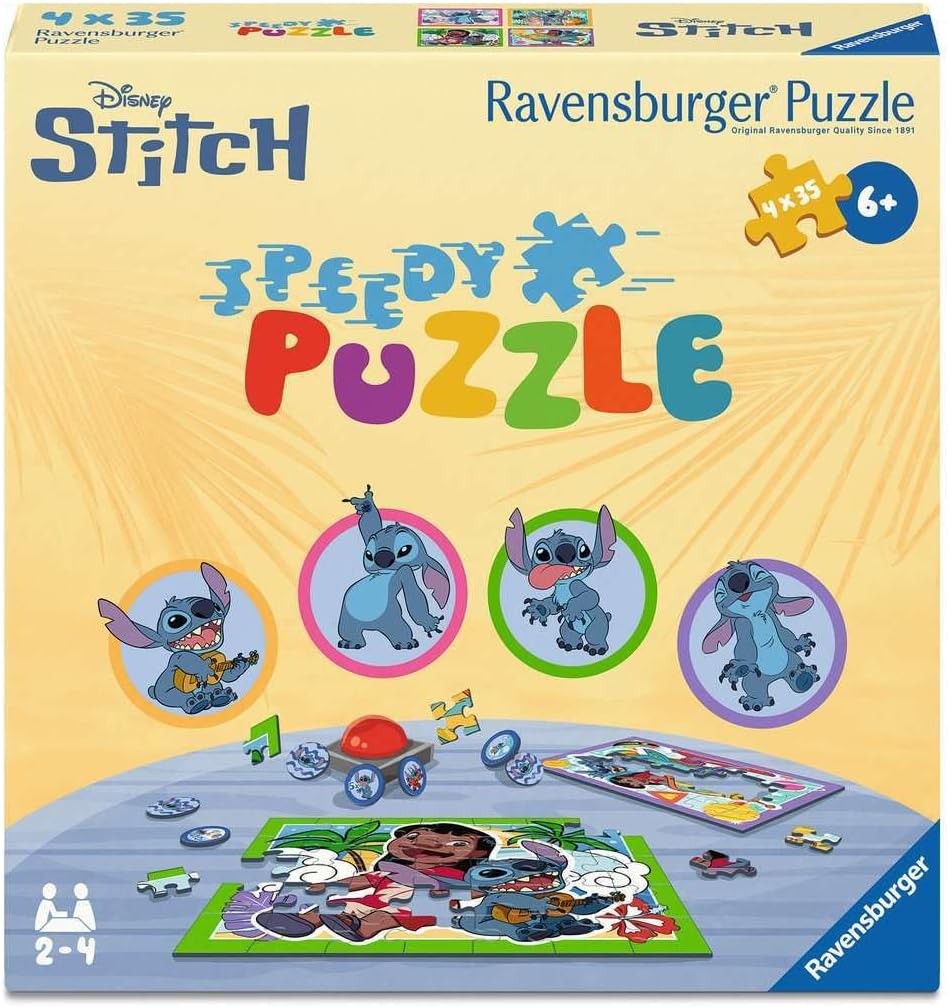 Detalle de Kinderpuzzle 4x35 Teile – Disney Stitch | Speedy Puzzle von Ravensburger