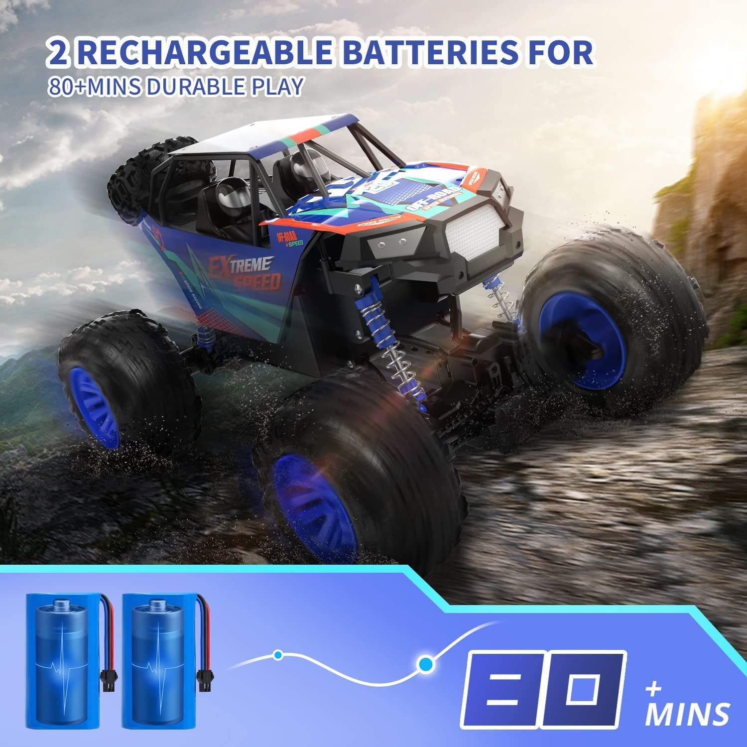 Thumbnail 4 de DEERC Large 1:8 Scale Monster Truck RC Car 2.4Ghz