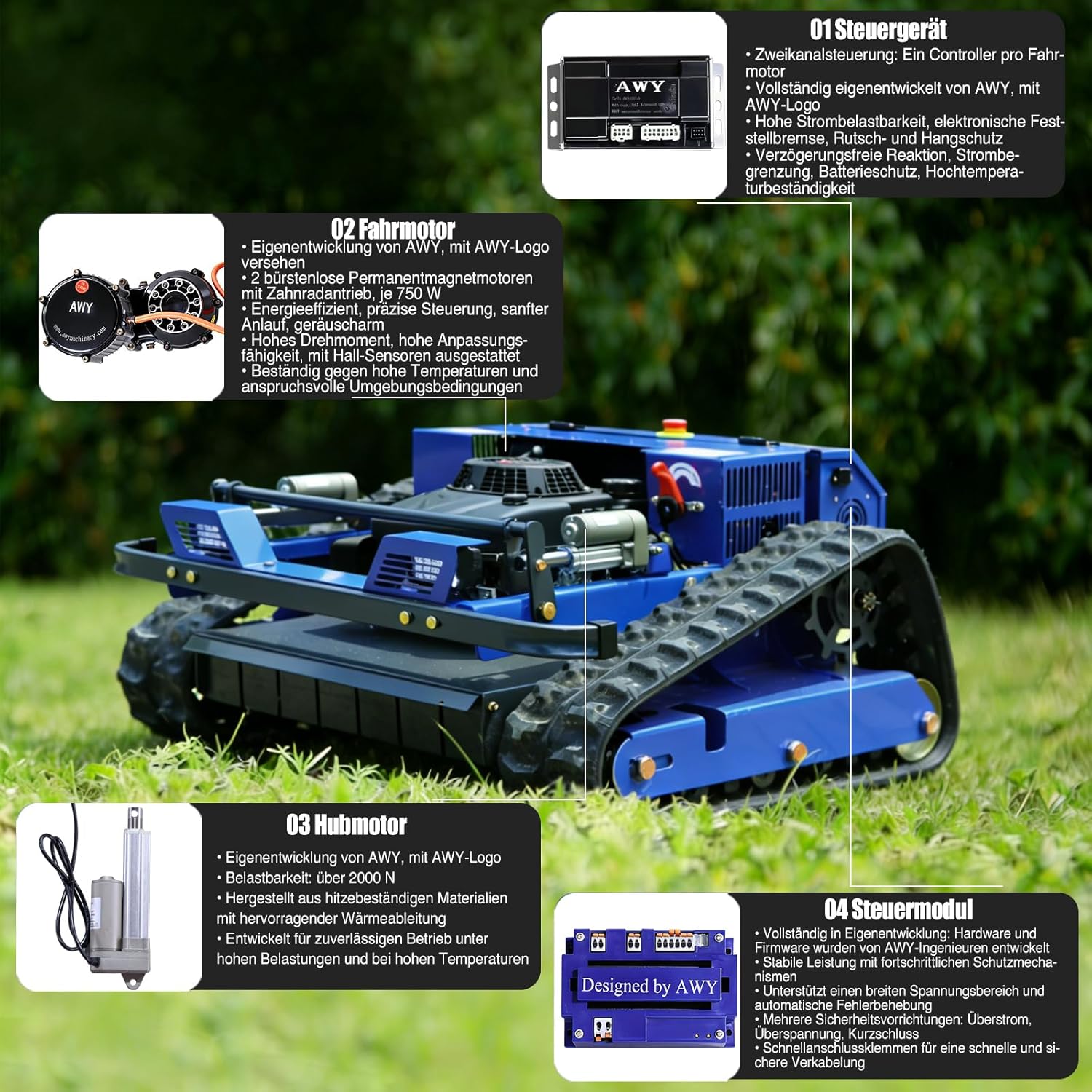 Thumbnail 2 de Mähroboter-Fernsteuerung mit Raupenfahrwerk 4x4 Hybrid - 55 cm Schnittbreite, Steigungsschutz bis 45°