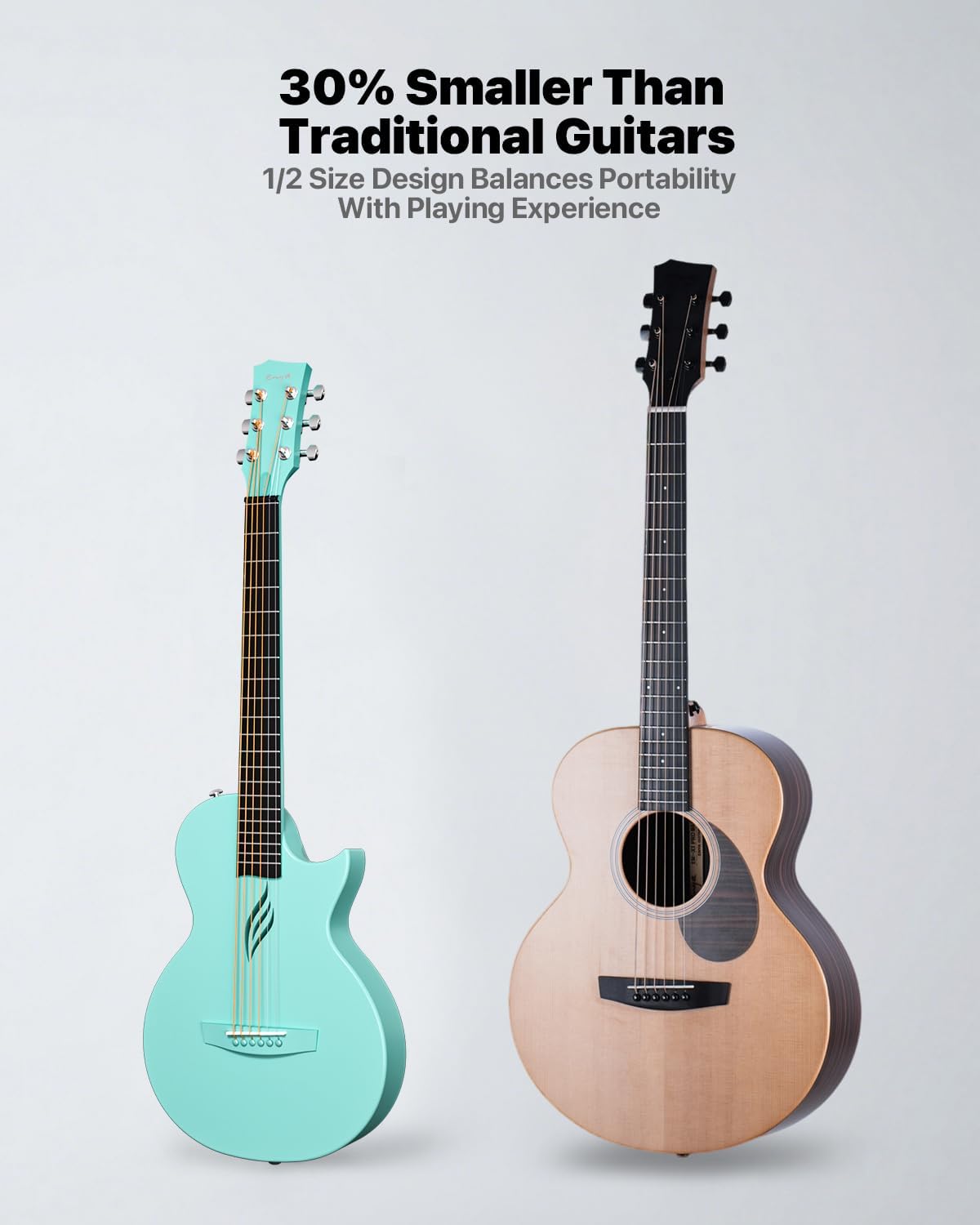 Thumbnail 2 de Enya travel acoustic guitar, 35-inch