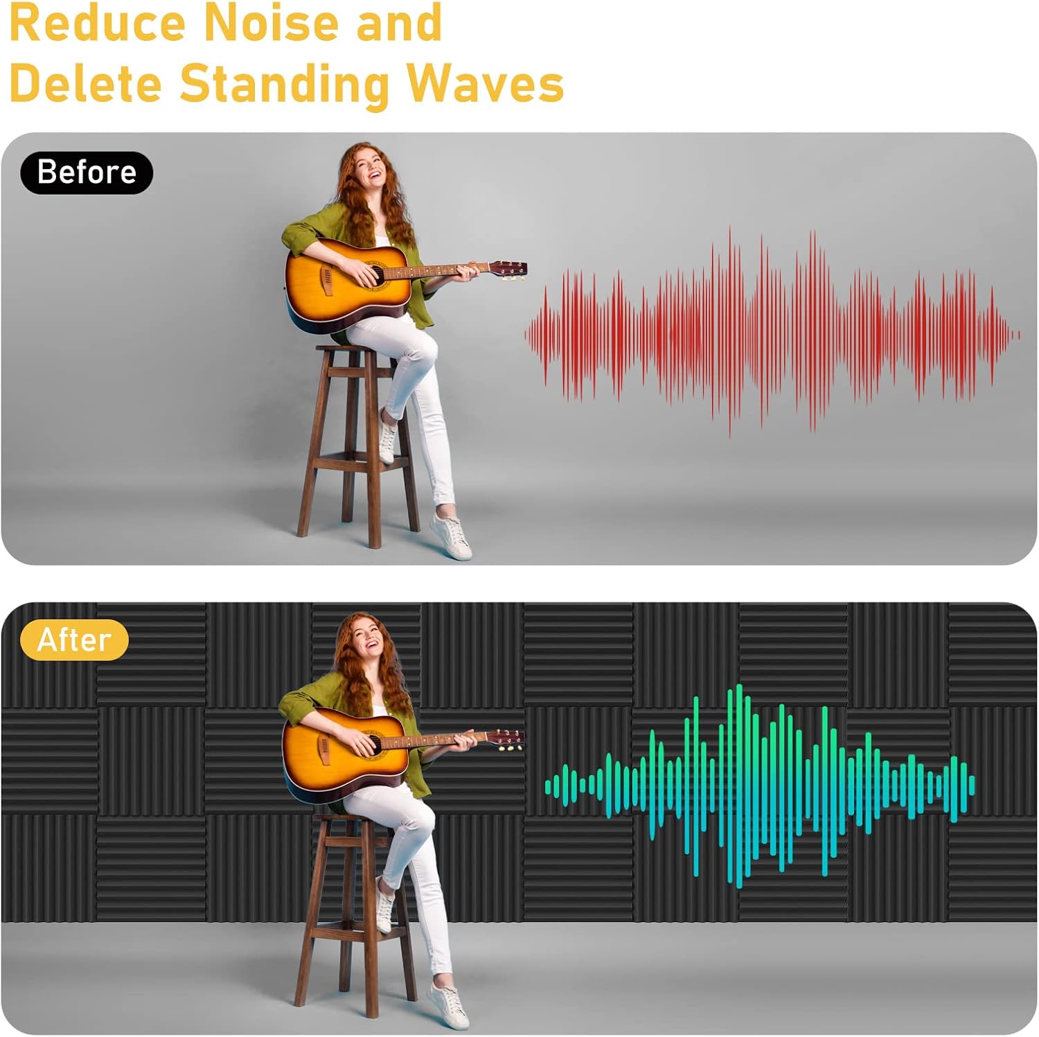 Thumbnail 4 de JBER 48 Pack Acoustic Foam Panels 48pcs 30×30×2.5cm