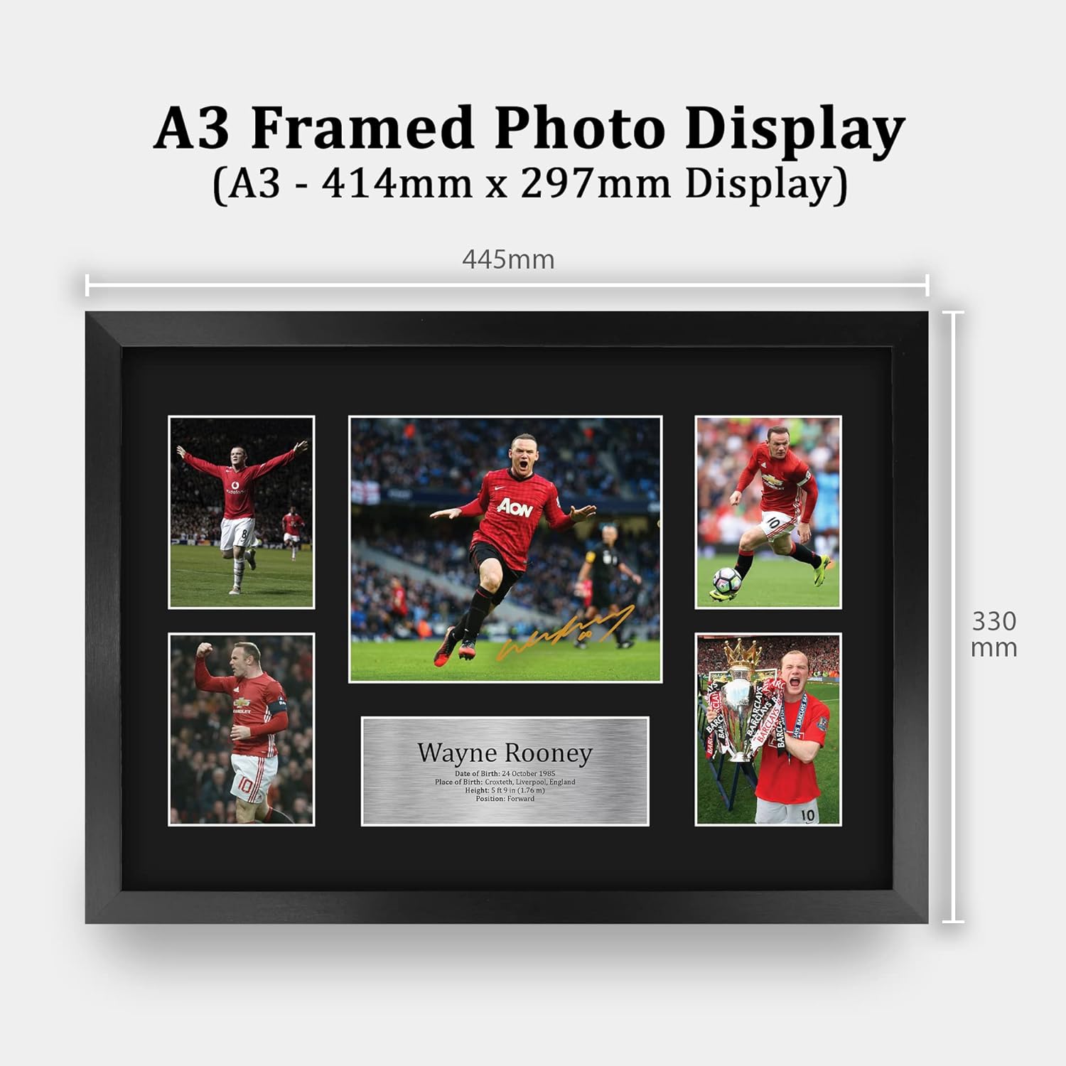 Thumbnail 1 de HWC Trading FR A3 Wayne Rooney framed printed autograph picture (A3) for football fans