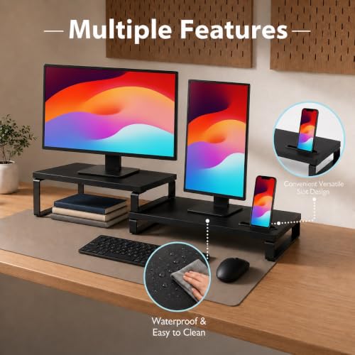 Thumbnail 4 de DOMSHOCT Dual Monitor Stand Riser with 3 Configurations — Adjustable, Stackable Carbon Steel Desk Organiser