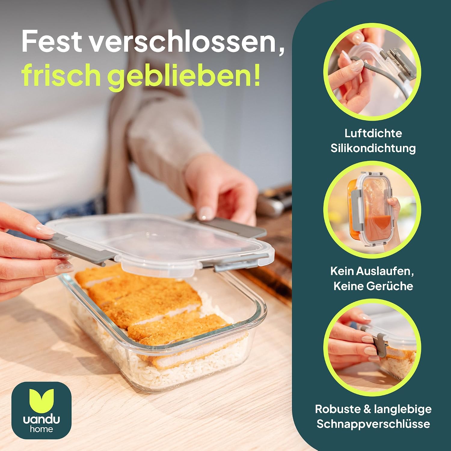 Detalle de uandu Meal Prep Boxen Set 10-teilig 1.050 ml