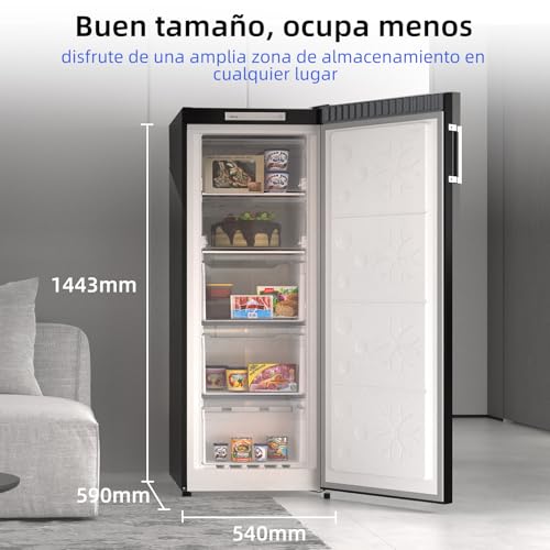 Detalle de CHiQ Congelador Vertical No Frost 166L FSD166NE4E – Puertas reversibles, Control electrónico y Silencioso
