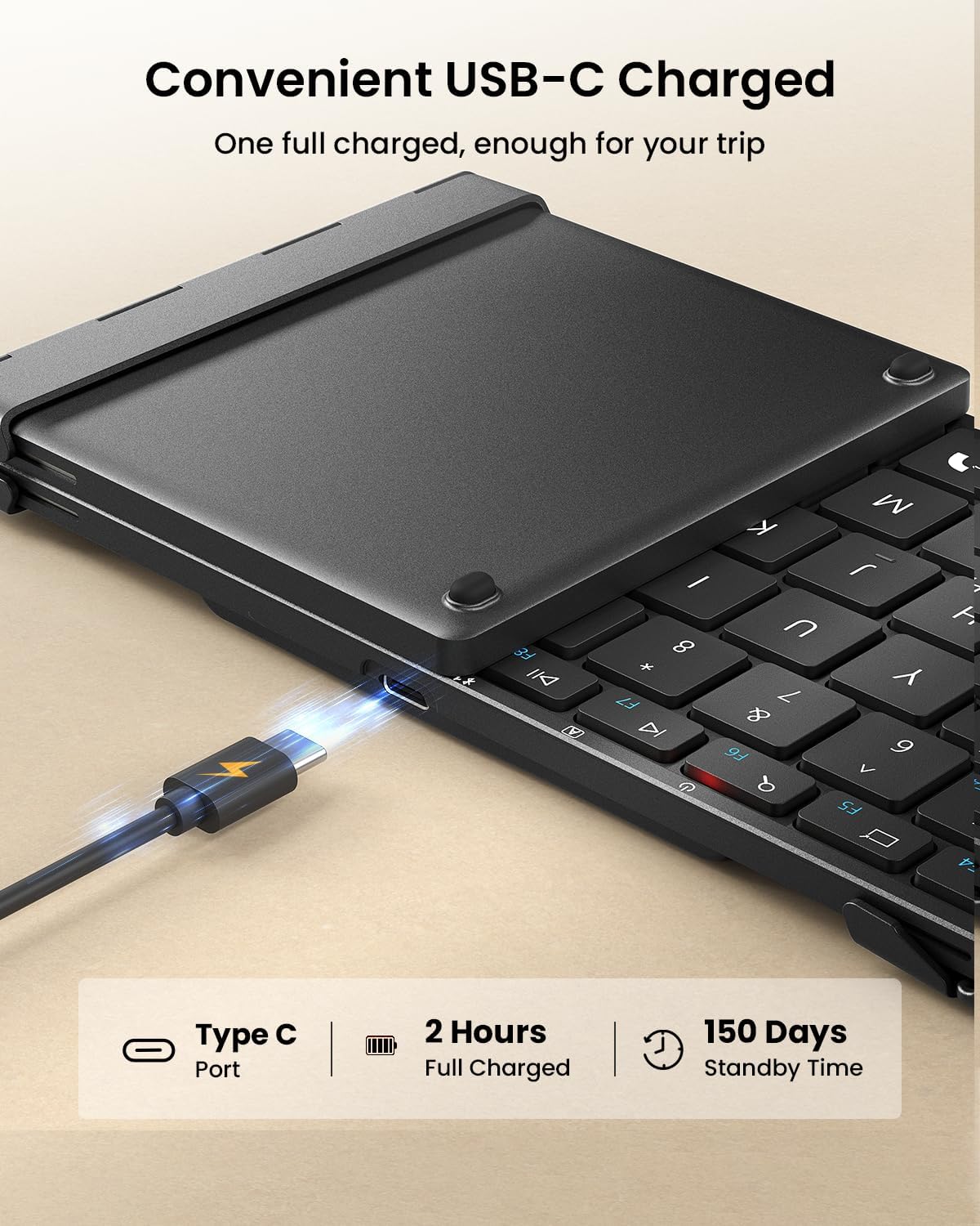 Detalle 2 de ProtoArc XK01 Foldable Bluetooth Keyboard, 105 Keys, Number Pad, USB-C
