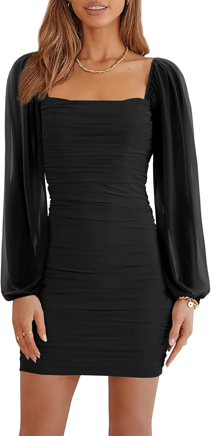 Detalle de Wenrine Mesh Long Sleeve Mini Dress