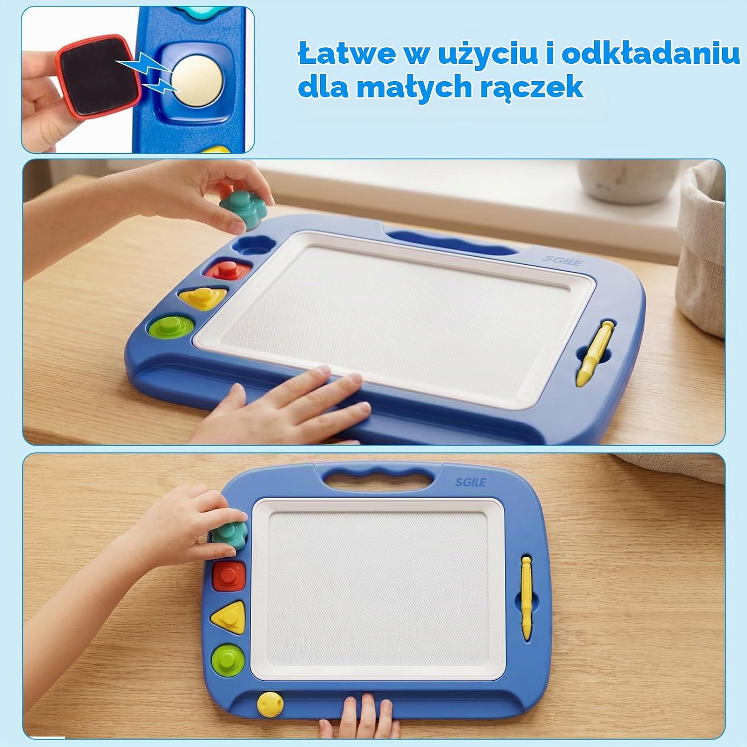 Thumbnail 4 de SGILE SE220086BU – magnetyczna tablica do rysowania z polem 26 × 20 cm