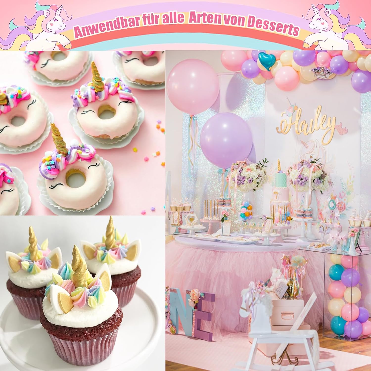 Detalle 2 de AOTWAN Einhorn Tortendeko 21 Teile Kuchen